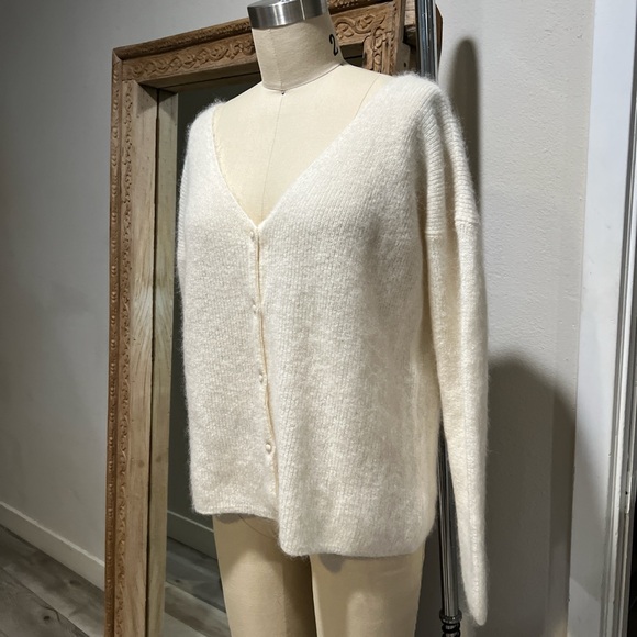 Sezane Mohair White Cardigan